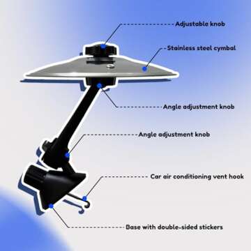 Car Drum Cymbal Air Vent, Fun Music Gadget for Drivers & Drummers, Easy Install on Dashboards & Vent...