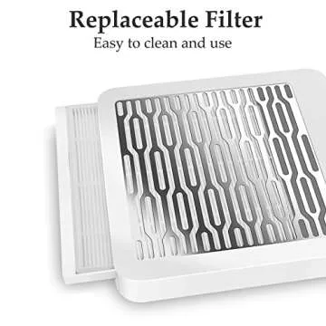 AONOLOVO Nail Dust Collector Adjustable Suction Upgraded Powerful Nail Vacuum Dust Collector Dust Extractor for Acrylic Nails Gel Dip Nail Removal, with Cuticle Nail Pusher, NDC8