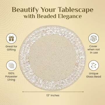 ALPHA Living Elegant Beaded Placemat in Ivory - 13 Inch
