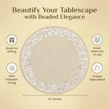 ALPHA Living Elegant Beaded Placemat in Ivory - 13 Inch