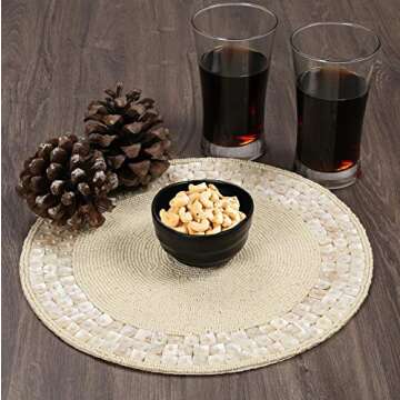 ALPHA Living Elegant Beaded Placemat in Ivory - 13 Inch