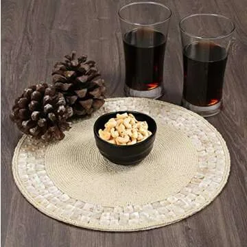 ALPHA Living Elegant Beaded Placemat in Ivory - 13 Inch