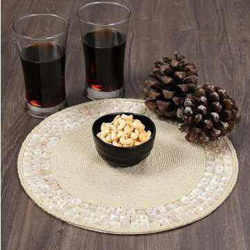 ALPHA Living Elegant Beaded Placemat in Ivory - 13 Inch