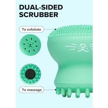 I Dew Care Cleansing Tool - Pawfect Face Scrubber | 3-in-1 Cute Silicone Pore Cleanser, Exfoliator, and Massager with Sponge
