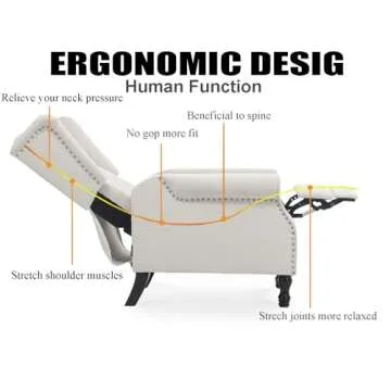 Altrobene Velvet Accent Chair, Push Back Recliner Chair, Wingback Arm Chair for Living Room/Bedroom/Home Theater/Reception Area, Light Beige