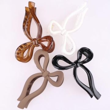Elegant Bow Hair Clips Set for Thick Hair - 4 Pcs
