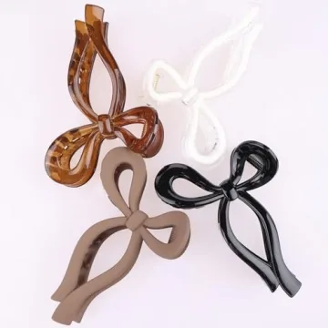 Elegant Bow Hair Clips Set for Thick Hair - 4 Pcs