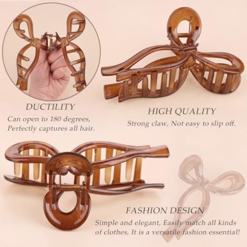 Elegant Bow Hair Clips Set for Thick Hair - 4 Pcs