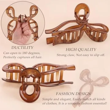 Elegant Bow Hair Clips Set for Thick Hair - 4 Pcs