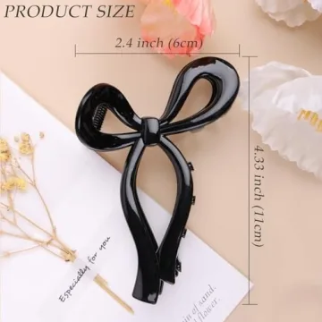 Elegant Bow Hair Clips Set for Thick Hair - 4 Pcs