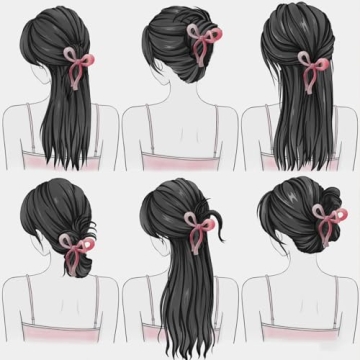 Elegant Bow Hair Clips Set for Thick Hair - 4 Pcs
