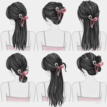 Elegant Bow Hair Clips Set for Thick Hair - 4 Pcs