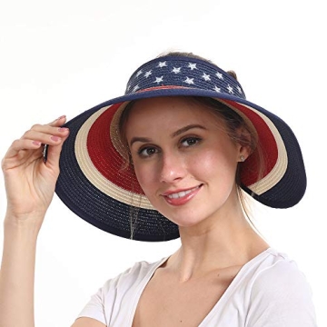 Women Patriotic Foldable Sun Visor Hat with UV Protection