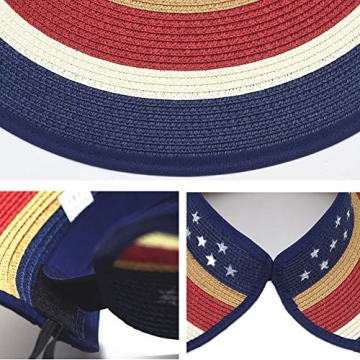 Women Patriotic Foldable Sun Visor Hat with UV Protection