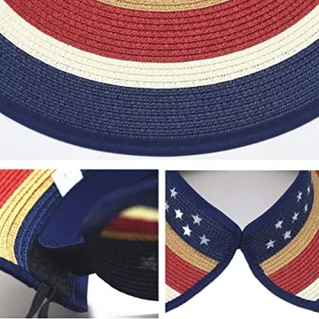 Women Patriotic Foldable Sun Visor Hat with UV Protection