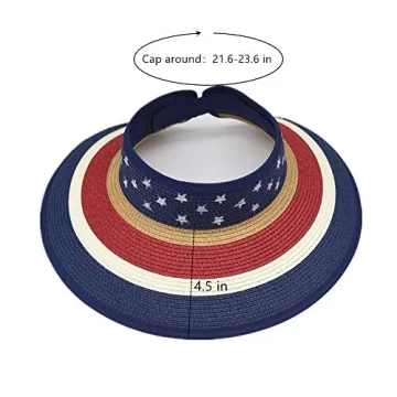 Women Patriotic Foldable Sun Visor Hat with UV Protection