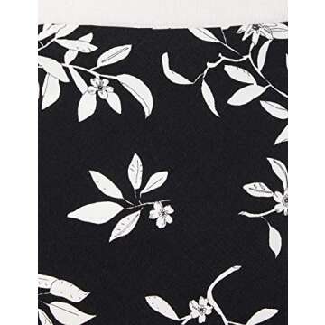 FIND Women's AN7260 Floral & Botanic midi skirt, Multicolour (Black/White), 14 (Manufacturer Size:L)