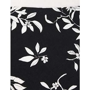FIND Women's AN7260 Floral & Botanic midi skirt, Multicolour (Black/White), 14 (Manufacturer Size:L)