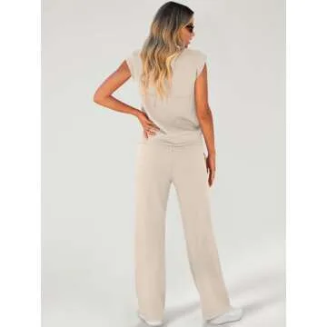 ANRABESS Women's Summer 2 Piece Sleeveless Sweatsuit