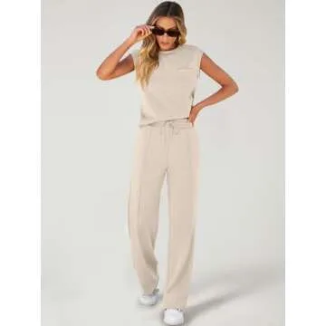 ANRABESS Women's Summer 2 Piece Sleeveless Sweatsuit