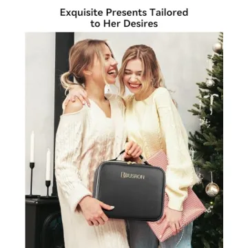 JUSRON Travel Makeup Bag With LED Mirror,Train Case with Light up Mirror, Portable Makeup Artist Organizer Bag with Adjustable Dividers, Makeup Brush Holder Storage(Black, Large)