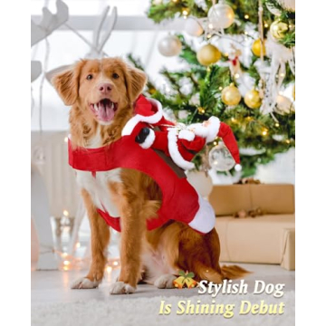 Lewondr Dog Christmas Costume | Santa Riding Hoodie