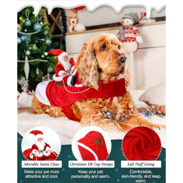 Lewondr Dog Christmas Costume | Santa Riding Hoodie