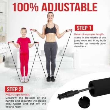 Fitness Factor Jump Rope With Adjustable Length, Tangle-Free Skipping Rope for Gym Workout,Crossfit,...