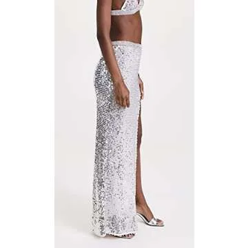 Glamorous Retrofête Crochet Skirt with Sequins and Slit