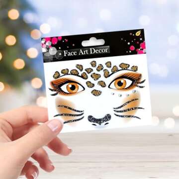 Leopard Tiger Face Tattoo Stickers for All Ages on Halloween