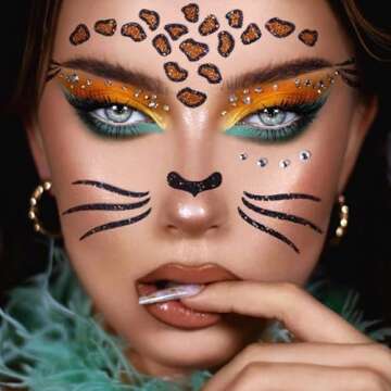 Leopard Tiger Face Tattoo Stickers for All Ages on Halloween