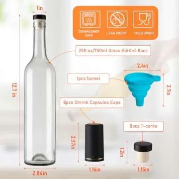 Alotpower 8-Pack Empty Wine Bottles 750ml for Wine Making & Home Brewing