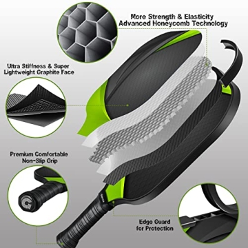 Gonex Pickleball Paddles Set, Lightweight & Durable Rackets