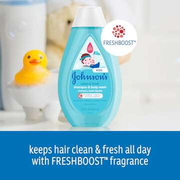 Johnson's Kids Clean & Fresh Children's Shampoo & Body Wash, Tear-Free, Paraben-, Sulfate- & Dye-Free, Hypoallergenic & Gentle on Toddlers' & Kids' Developing Hair, FreshBoost Scent, 13.6 fl. oz