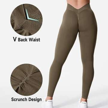 YEOREO Liz Scrunch Workout Leggings for Women High Waisted Butt Lifting V Back Waist Seamless Gym Yo...