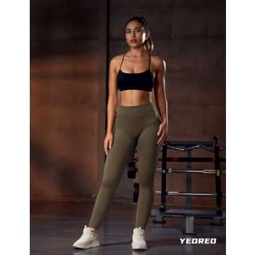 YEOREO Liz Scrunch Workout Leggings for Women High Waisted Butt Lifting V Back Waist Seamless Gym Yoga Leggings Coffee S