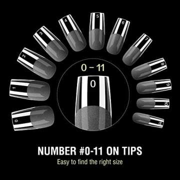 Square Nails Tips - Chameleon 500pcs Tapered Square Nail Tips Full Cover False Nails Tip French Styl...