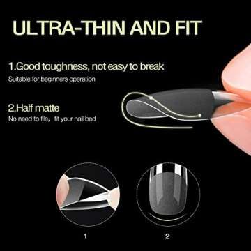 Square Nails Tips - Chameleon 500pcs Tapered Square Nail Tips Full Cover False Nails Tip French Style Acrylic Artificial Tip Manicure Fake Nail Full Cover With Box For Salons and DIY Nail Art，12 Sizes