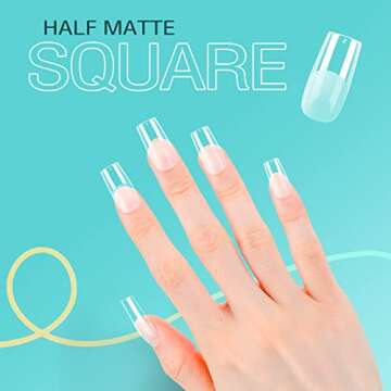 Square Nails Tips - Chameleon 500pcs Tapered Square Nail Tips Full Cover False Nails Tip French Style Acrylic Artificial Tip Manicure Fake Nail Full Cover With Box For Salons and DIY Nail Art，12 Sizes