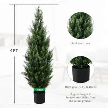 SeelinnS Artificial Cedar Pine Tree Christmas Tree Artificial Topiary Cedar Trees Potted UV Rated Plant for Home Decor Indoors and Outdoors 4FT Fake Plants Tall Faux Plants Shrubs (2 Pack)