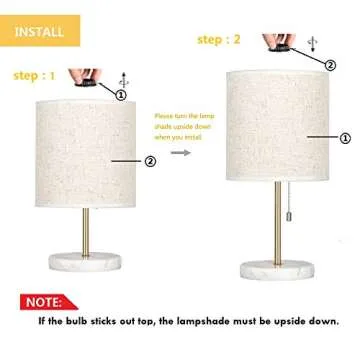 HAITRAL Modern Marble Base Bedside Table Lamp