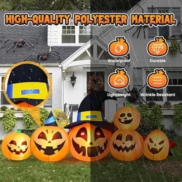 Halloween Inflatable Pumpkin with Witch Hat & LEDs