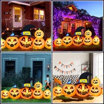 Halloween Inflatable Pumpkin with Witch Hat & LEDs