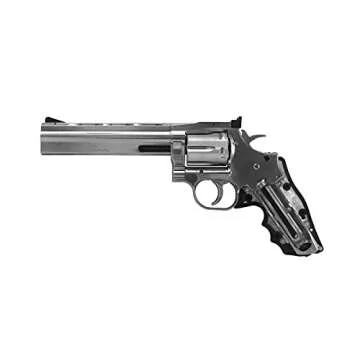 ASG Dan Wesson 715 6" Airgun BB Revolver - CO2 Powered, Double Action, 4.5mm Steel BB- Includes Speed Loader & 6 Cartridges - Silver