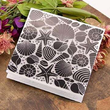 Welcome to Joyful Home 1PC Seashell Background Embossing Folder for Card Making Floral DIY Plastic S...
