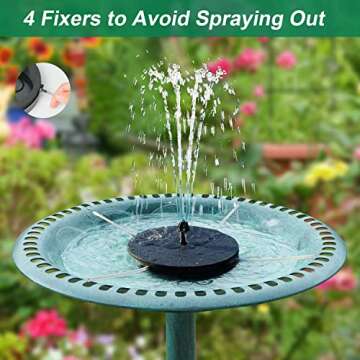 GAIZERL Solar Water Fountain with 7 Nozzles & Battery Backup