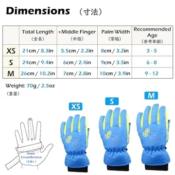 TRIWONDER Ski Snow Gloves for Kids Boys Girls Waterproof Winter Warm Mittens Thermal Snowboard Gloves (XS, Blue)