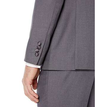 Adam Baker by Needdle & Stitch Men's Tux-SP 2-Piece Slim Fit Peak Lapel Formal Tuxedo Suit Set - Heather Grey - 38R