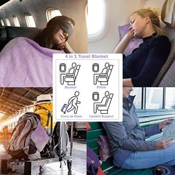 TravelerClub Travel Blanket Airplane Compact-Airline Lightweight Blanket-Plane Packable Travel Blanket and Pillow Set-Portable Hiking Blanket-Car Blankets and Throws-Camping/Backpacking/Office