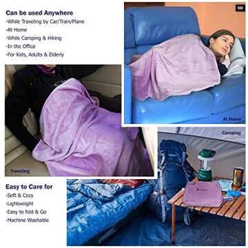 TravelerClub Travel Blanket Airplane Compact-Airline Lightweight Blanket-Plane Packable Travel Blanket and Pillow Set-Portable Hiking Blanket-Car Blankets and Throws-Camping/Backpacking/Office